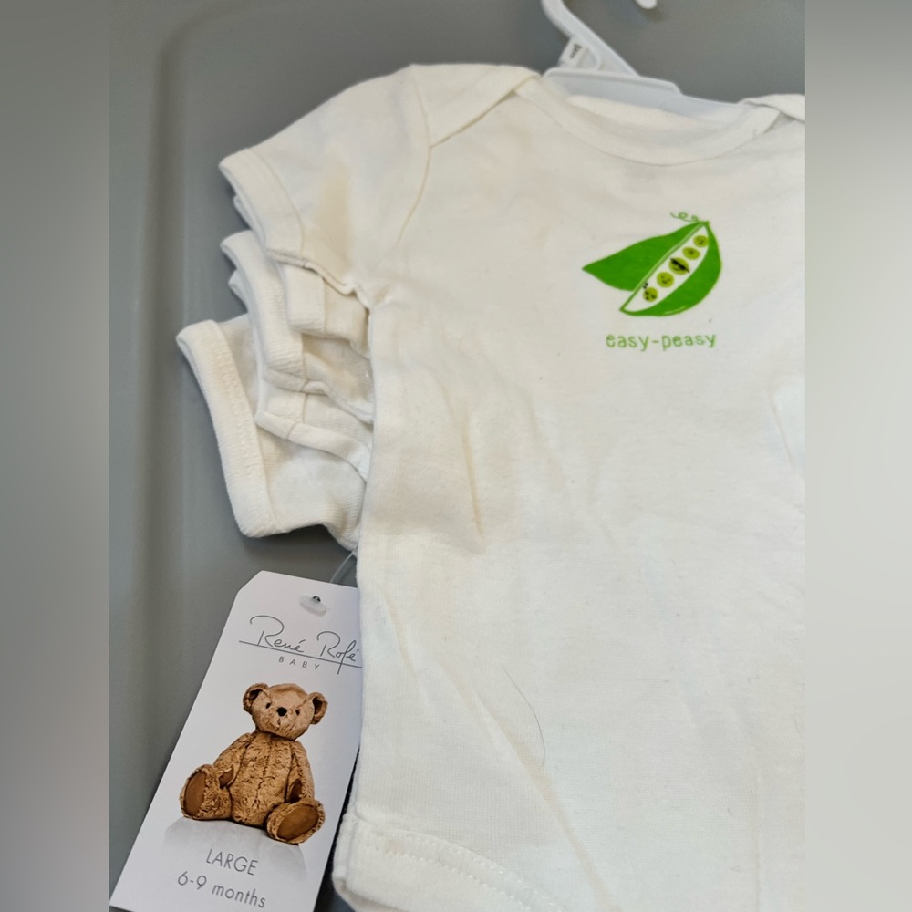 6-9m Rene Rofe Baby Onesies shirt Set of 5 Veggies vegetable garden 100% cotton